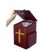 FixtureDisplays® Wood Church Collection Fundraising Box Donation Charity Box with Gold Cross Christian Church Tithes & Offering Prayer Box 7.5